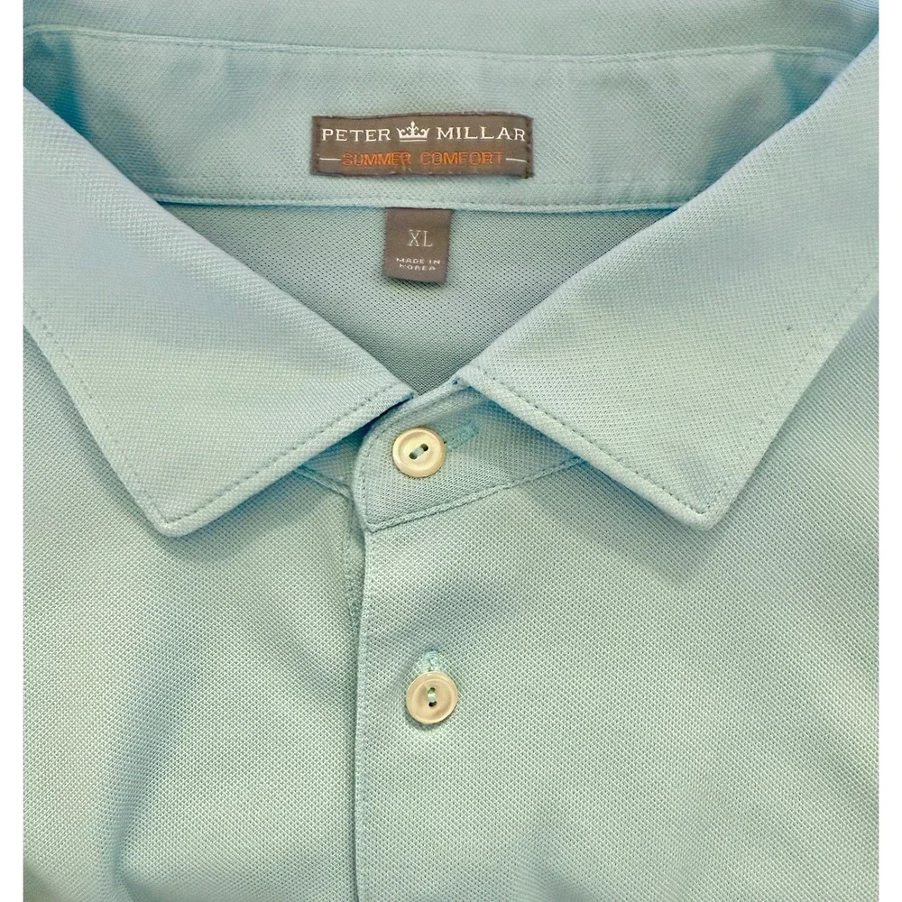 Peter Millar Men's Summer Comfort Cottage Blue Golf Polo Shirt‎  XL